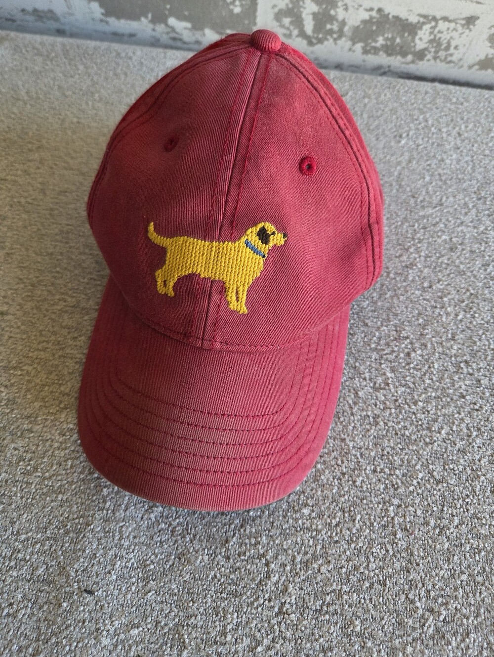 Harding Lane Red Needlepoint Dog Baseball Hat Adjustable